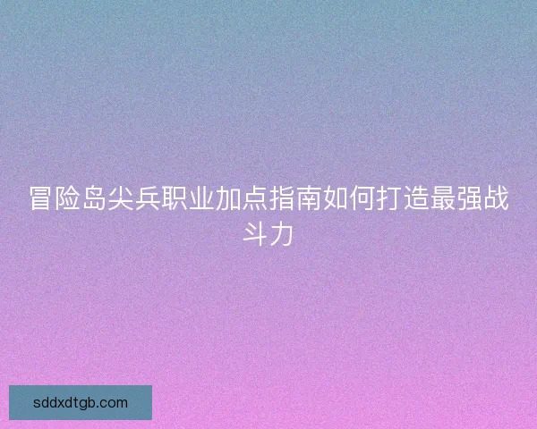 冒险岛尖兵职业加点指南如何打造最强战斗力